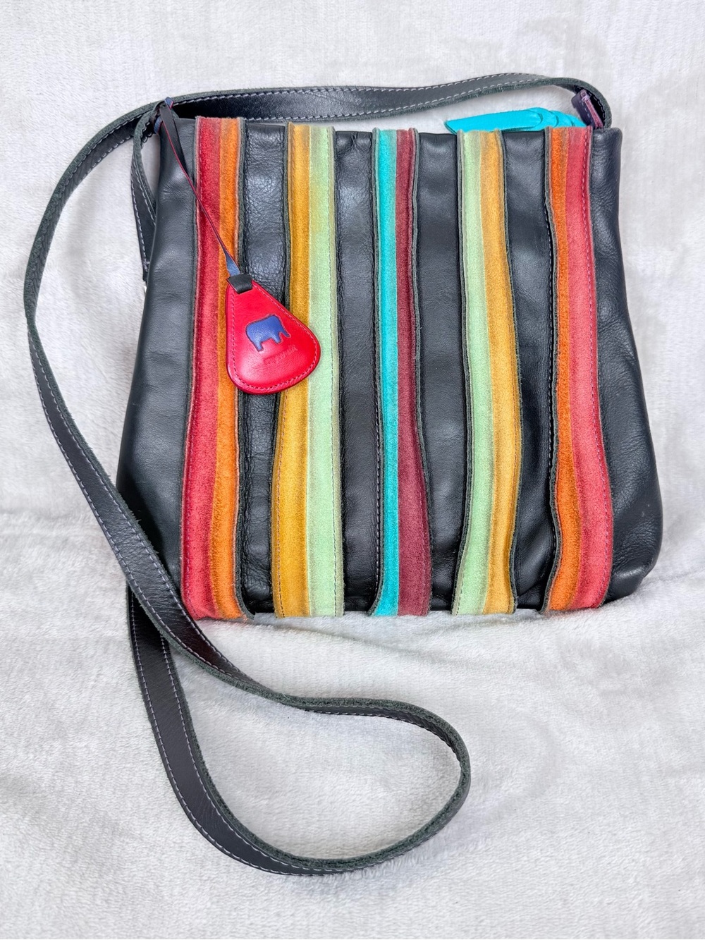 mywalit Black Multicolor Stripe Crossbody Bag Adjustable Strap